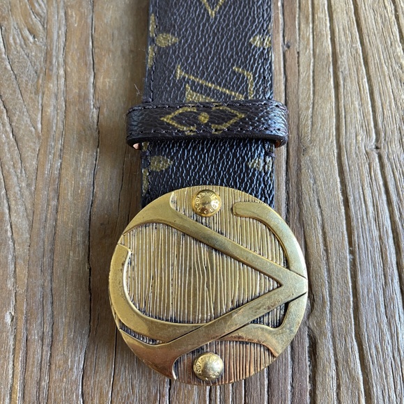 Limited edition Louis Vuittons man’s Calf Skin belt.LV Monogram belt Rare Buckle - Picture 2 of 6